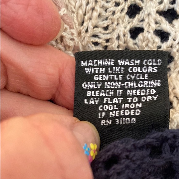 New Directions Cozy Blue and Cream Cardigan - Picture 13 of 13